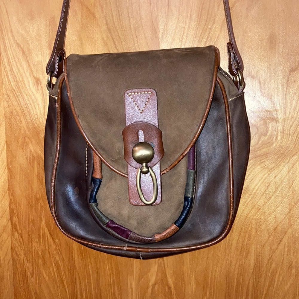 Francisco Biasia Brown Suede Genuine Italian Leather Crossbody Purse Bag Vintage